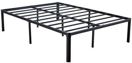 Home Source Heavy Duty Metal Bed Frame, Slatted Support Platform Design, Bedroom Furniture, Black, 4ft Small Double