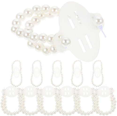 VALICLUD Elastic Wrist Corsage Bands Set of 12 Beaded Pearl Bracelet for Wedding Prom Anniversary Party Diy Floral Wristlets Adjustable 2.95X1.88X1.88In