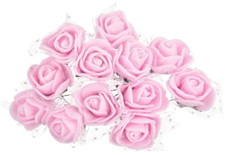 PATIKIL Teste Fiori Artificiali Mini Rosa 0.98, 144Pz Bulk Stelo Schiuma Rose Finte con Garza per Bouquet da Sposa Boutonniere Decorazioni per Torte Artigianato Casa Festa, Rosa Pallido