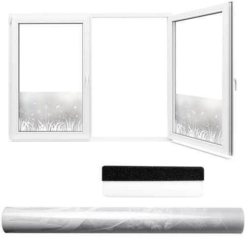 VEGOATY Sichtschutzfolie: Blickdicht Mattiert, Selbstklebend UV-Schutz, Für Badezimmer Und Büros (44cm*400cm)