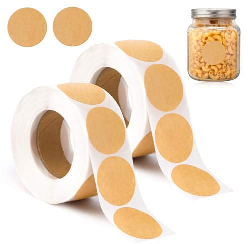 1000 Stück Etiketten Selbstklebend，Kraft Etiketten Aufkleber 25mm，Braune Kraft Aufkleber ，Rund Selbstklebend Klebeetiketten，Rund Punkt Etiketten Kraftpapier für Flasche，Geschenkver，Markierung
