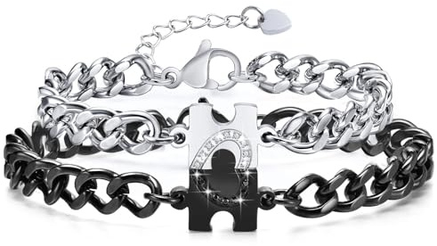Juozyve Bracciali Coppia Fidanzata Regalo : Bracciali Coppia Lui Lei Regalo Anniversario Bracciale Acciaio Argento per Lui Fidanzato Bracciali Regali Uomo Donna San Valentino