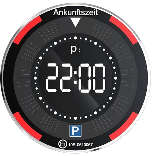 Elektronische Parkscheibe mit Zulassung vom KBA, Solar Automatische Digitale Parkscheibe Elektrisch mit 2 Displays & Nachtparkmodus & Sommer/Winter-Modus, 5 Jahren Batterielaufzeit