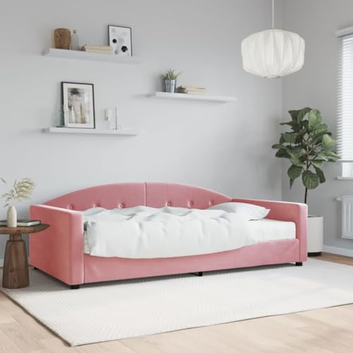 Generico Divano Letto con Materasso Rosa 100x200 cm in Velluto,Rosa,38.9kg,3197287