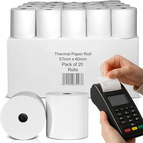 57x40mm Thermal Till Rolls 20 Pack BPA Free POS Receipt Paper for Printers
