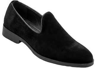 Pojkar sammet loafers slip on skor svart slips bröllop bal fest formella skor