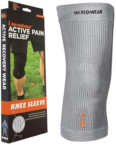Incrediwear Knee Sleeve – Knee Braces for Knee Pain, Joint Pain Relief, Swelling, Inflammation Relief, and Circulation, Knee Support for Women and Men, Fits 18”-22” Above Kneecap (Grey, Large)