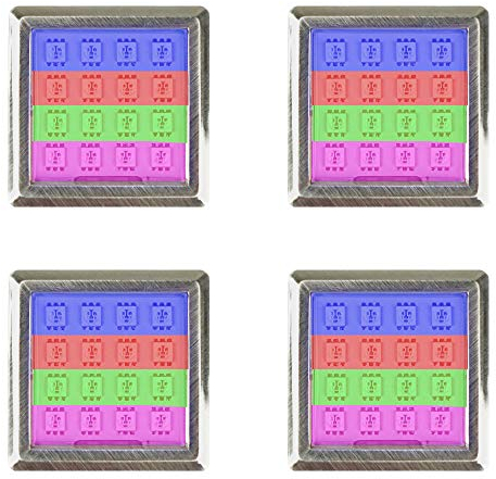 kalb Material für Möbel LED RGB Vitrinenbeleuchtung Quadratisch5.2cm x 5.2cm Glasbodenbeleuchtung Möbelleuchte Schrankleuchte 2Watt SET, Auswahl:4er SET,