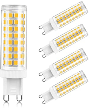 JANDEI - Confezione da 5 lampadine LED G9, potenza 4,8 W, 720 lumen, 220 V CA, (equivalenti a 30W alogene), luce bianca neutra 4200 K, Ø16, lunghezza 57 mm, non dimmerabile, per interni