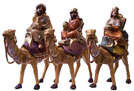 VILLAGE GIFT IMPORTERS Colección de Belén de Navidad de 5 Pulgadas | Paquete de Reyes Magos | Tres Reyes con Camellos | Figuras de Belén Tradicional con nuevos Comerciantes | Pintado a Mano y