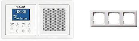 TechniSat DIGITRADIO UP 1 - DAB+ Unterputzradio zur Anbringung in jeder Doppel Unterputzdose (DAB, UKW, Bluetooth, dimmbares LCD-Display weiß & Gira Rahmen 021304 3fach Standard 55 reinweiss matt