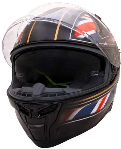 Zorax Hunter Double Visor Full Face Helmet - Union Jack M (57-58cm) | Motorbike Motorcycle Helmet Road Legal ECE2206