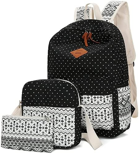 3-teiliges Kawaii Schulrucksack Set Böhmische Buchtasche Gepunktet Tagesrucksack Mädchen Teenager Mit Niedlicher Umhängetasche Boho-tragetasche Geldbörse Federmappe Schulbedarf Outfit (Schulbedarf)