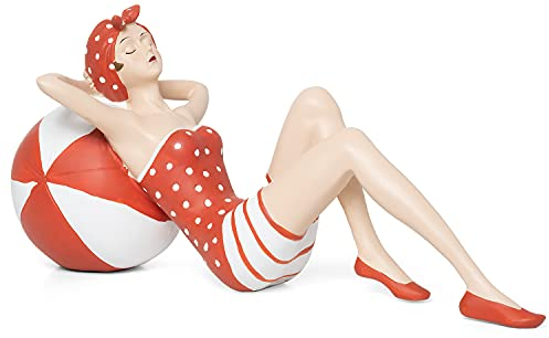 Moritz Figurine décorative Badenixe avec maillot de bain et balle, style shabby chic, décoration maillot de bain