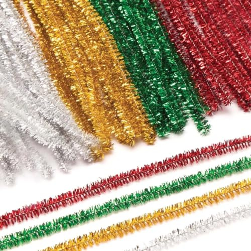 Baker Ross FE811 Christmas Tinsel Pipe Cleaners - Pack of 72, Craft Supplies for Kids, Craft Wire, Card Making Supplies, Childrens Arts and Crafts Materials