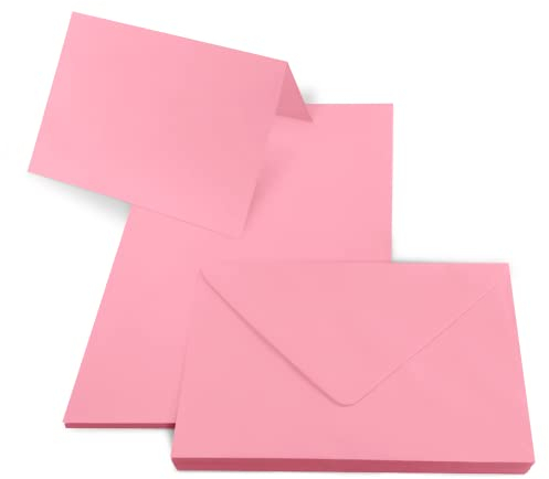 Netuno 25 Falt-Karten mit Kuvert blanko DIN B6 Karten Rainbow Rosa farbige Briefumschläge mit Faltkarten blanko Klappkarten Set mit Umschlag B6 Blankokarten mit Umschlägen Kartenrohlinge bunt