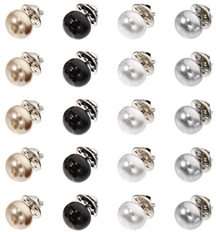 EXCEART 20Pcs Pearl Brooch Pins Invisible Buttons for Blouse Collar Pin, Cardigan, Corsage, Women Shirt
