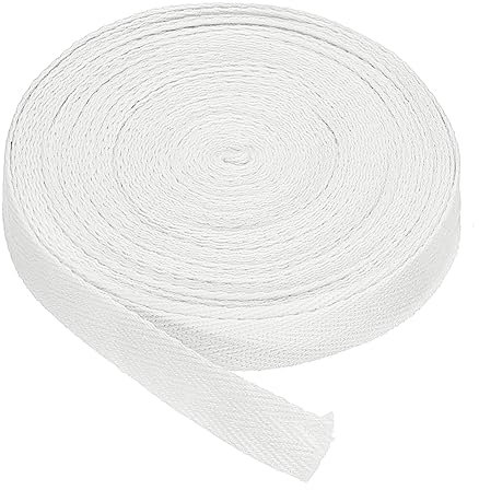 PATIKIL Baumwollband Baumwolle Gurtband 15mm x 9m, Schrägband Baumwoll Nahtband Köperband Saumband Einfassband Stoffband Webband zum Nähen für DIY Basteln Stricken Verpackungen, Weiß