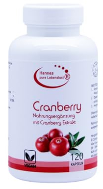 Hannes Pure Lebenslust Cranberry 120 Kapseln, 2 Monate Vorrat, Frei von künstlichen Zusätzen