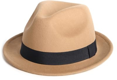 Zylioo Sombreros de fieltro de varios tamaños, sombrero Fedora cálido de tamaño ajustable, sombrero unisex de Manhattan, sombrero cubano de ala corta con cinta, Ala corta, caqui, Medium