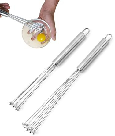 BNREOZA 2 pezzi di frusta a sfera in acciaio inox 304, frusta per panna per mescolare, cucinare, mescolare, sbattere