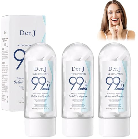 3 Flaschen Hydroxylapatit Zahnpasta, 90 Kapseln Zahnpasta Hydroxylapatit, Kaubare Zahnpasta, Beugen Sie Zahnstein und Mundgeruch Vor, Frischen Atem, Sorgen Sie für Gesunde Zähne, Geeignet für Reisen
