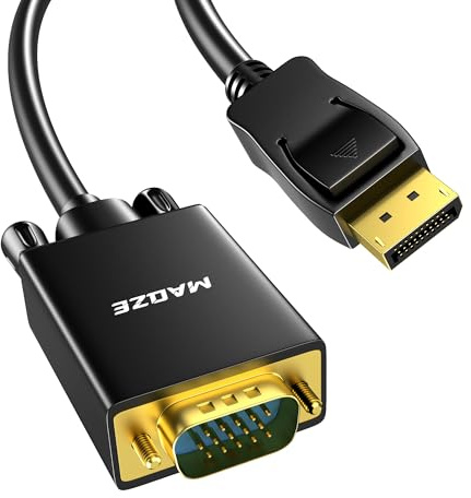 DisplayPort till VGA-kabel 1,8 m, 1080P@60Hz DisplayPort till VGA-adapterkonverterare hane till hane för dator, stationär dator, bärbar dator, PC, skärm, projektor, HDTV