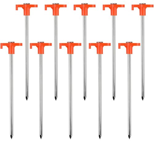 Feiyayi Tent Pegs Metal Heavy Duty Camping Pegs, 10 Pcs Tent Pegs Metal for Hard Ground, Tents, Tarpaulin, Outdoor, Camping (10)