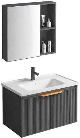 Rea - Aa18 Mario 60cm Set Di Mobili Da Bagno Con Lavabo Grey, Completo Ed Elegante - 47X50X61cm
