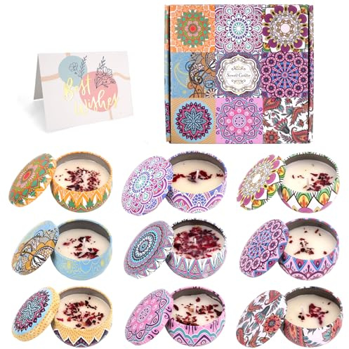 Duftkerzen Geschenkset Für Frauen, 9 Stück Duftkerze, Kerzen Entspannung Geschenk Für Frauen, Sojawachs Kerze Set Für Muttertag, Weihnachten, Geburtstag, Valentinstag, Bad, Yoga (9 Stüick Duftkerzen)