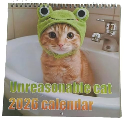 Calendario 2026 con gatti irragionevoli, planner mensile e giornaliero, calendario da parete con gatti, divertente calendario con gattini per la decorazione di casa e ufficio