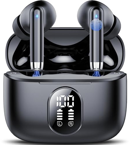 QXQ 2026 New Écouteurs Bluetooth, Ecouteurs Bluetooth 5.4 sans Fil avec HiFi Stéréo, 40H Mini Oreillette Bluetooth ENC Réduction Antibruit Mic Casque Bluetooth, Ecouteurs sans Fil pour Android iOS