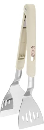M METERXITY 1-Pack Grill Tongs, 3.5 Inch Anti-Scald 304 Stainless Steel Locking Tongs for Cooking/Outdoor Barbecue, BBQ Tweezers Metal Clamp Tool [Fry Spatula Shape]