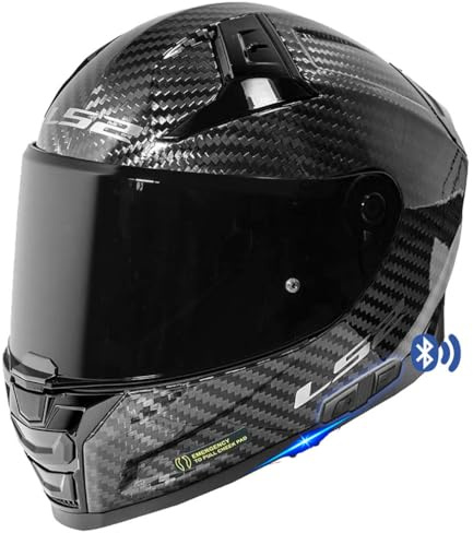 Designed LS2 FF811 Vector II Carbono Bluetooth Intercomunicador Sena Integrado - Casco de Moto Integral con Visor Solar, Pinlock y Pantalla Oscura - Helmets Unisex Hombre y Mujer - ECE 22.06