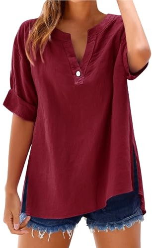 Uwdiohq Blouse Femme À Manches Longues Et Col Montant pour Couleur Unie Décontractée Chemisier Chic Manche Longue Body Chemise Violet Ladies Sweatshirts and Hoodies Tee Shirt 3/4 Coton Orange