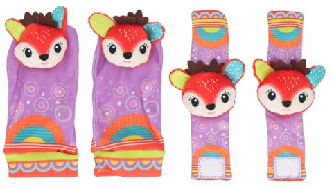 Qudinip Jouet de Hochets de Poignet de bébé, Modèle coloré Doux, Hochets éducatifs Précoces, Ensemble de Chaussettes de Recherche de Pieds pour bébé de 0 à 6 Mois (Tapez 4)