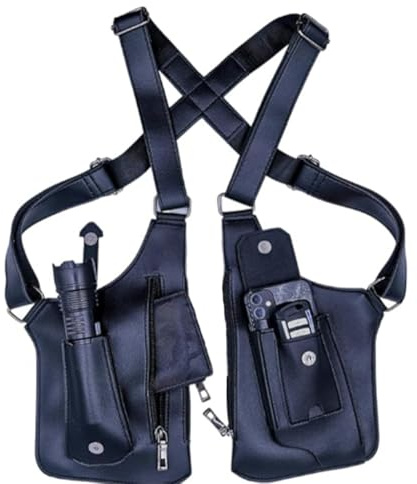 Anti-theft Men's Shoulder Bag, Double Shoulder PU Leather, Adjustable Armpit Design with Multi-Pockets, Chest Pocket for Travel, Business, and Outdoor Activities, Black, Retro Style