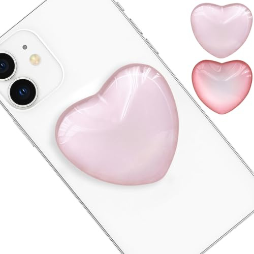 Cossaot 2 Pièces Heart Phone Grip, Anneau Telephone Portable Poignée Support Coeur, Anneau Telephone Portable, pour Smartphone Téléphone, et Tablettes(Rose, Rose Clair)