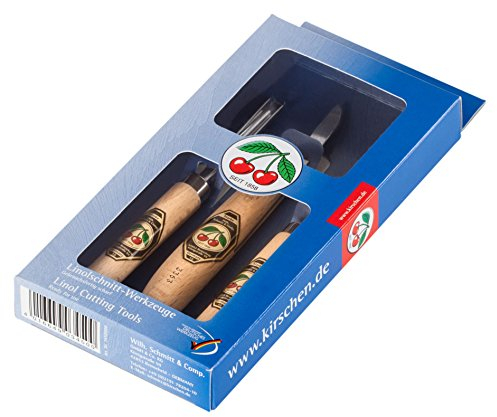 KIRSCHEN Werkzeuge 3450000 | Linolschnittsatz, 3-teilig: Gaißfuß + Gründel + Messer