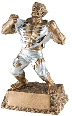 Decade Awards Monster Victory Trophy - 6.75 Inch Tall | Triumphant Beast Award | Victorious Champion Hulk Award for Sports or Academic Events, 1st Place Winners – Engraved Plate on Request