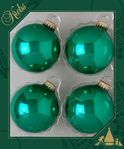 Krebs Glas Lauscha - Christbaumschmuck/Christbaumkugeln - Box mit 4 grünen Kugeln aus Glas in Einer Größe von 8cm