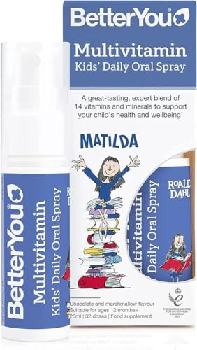 BetterYou MultiVit Junior Daily Oral Spray | Inkluderar 14 viktiga näringsämnen för att stödja ditt barns hälsa och välbefinnande | Multi Vitamin | Hallon smak | 25 ml