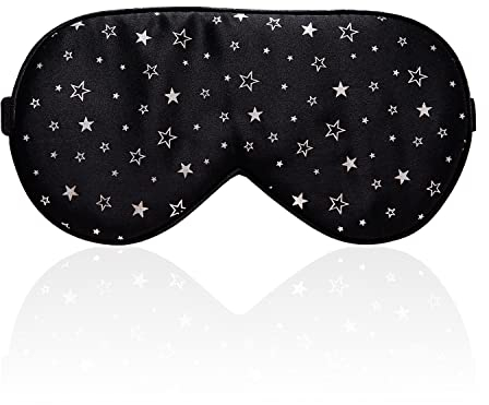 townssilk 100% Seiden-Schlafmaske mit verstellbaren Bändern, bequeme und super weiche Augenmaske ultimative Schlafhilfe, Augenbinde Silberner Stern