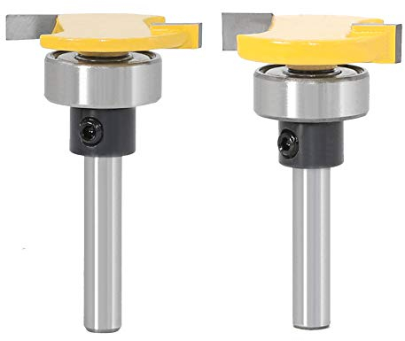 WSOOX 2 Stk 6mm Schaft Biscuit Holzfräser mit Lager, Nutfräser Zungenschaft und Nutfräse Set T-Form Cutter aus Holz für Holzarbeiten Tischler