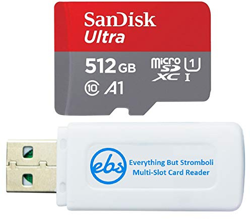 SanDisk Micro SDXC Ultra Class 10 UHS-1 512GB Memory Card Works with Nintendo Switch OLED Model Gaming System (SDSQUA4-512G-GN6MN) Bundle with (1) Everything But Stromboli SD & MicroSD Card Reader