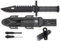 Cuchillo Albainox 32537, Negro con Pedernal y Afilador, Hoja 19 cm. Mango de ABS para Caza, Pesca, Camping, Outdoor, Supervivencia y Bushcraft