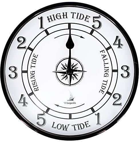 WEEGEEKS Tide Clock Nautical Clock, Metal Aluminum Tide Clock High Tide Low Tide, Nautical Wall Clock for Wall Decor, Boat Accessories (Style A)