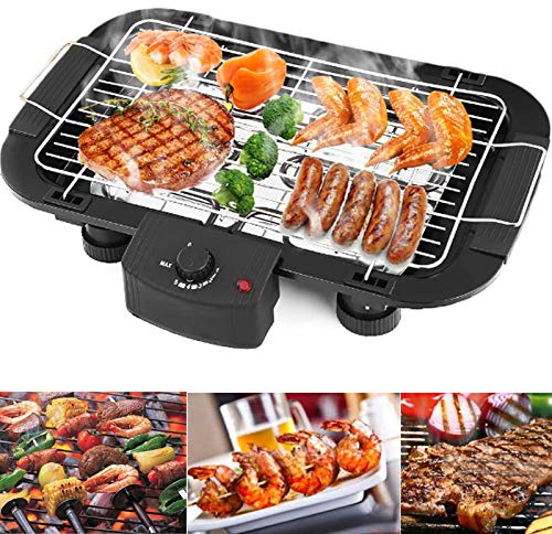 ZanGe Electric BBQ Grill with 5 Adjustable Temperature, Smokeless Nonstick Portable Barbecue Griddle Machine 1500W, Separate Oil Pan, Multifunctional Cooking Grill for Indoor or Outdoor Use