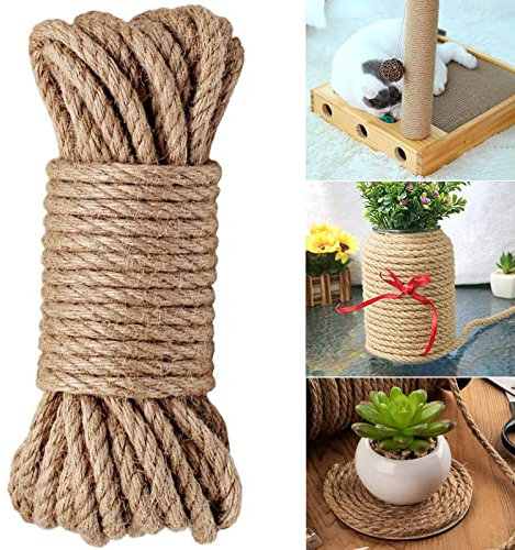Corde Jute Corde Chanvre - 10M x 10mm Corde De Jute Solide et Souple Corde Decoration, Résistante Corde en Jute pour Le Bricolage, Décoration de Meubles, l'emballage, Jardinage, Arbre à Chat