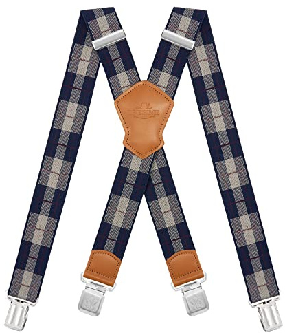 Dresime Hosenträger für Herren mit 4 starken Clips 4cm breit, X Form elastisch einstellbar Länge für Männer und Damen Overalls Jeans, Arbeitshosen, Jumpsuits, Motorradhosen, etc.